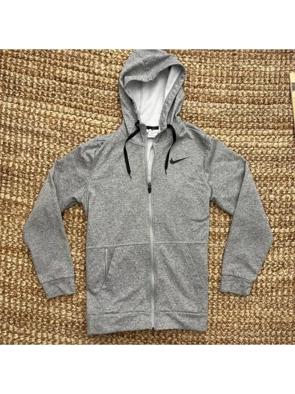 Nike Mens Large Therma Training Hoodie Gray Zip Jacket Zipper Pocket CU6231-063